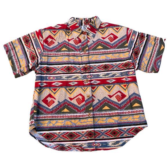 PS Sport Striped Abstract 100% Cotton Button-up Shirt Sz M - Picture 2 of 6